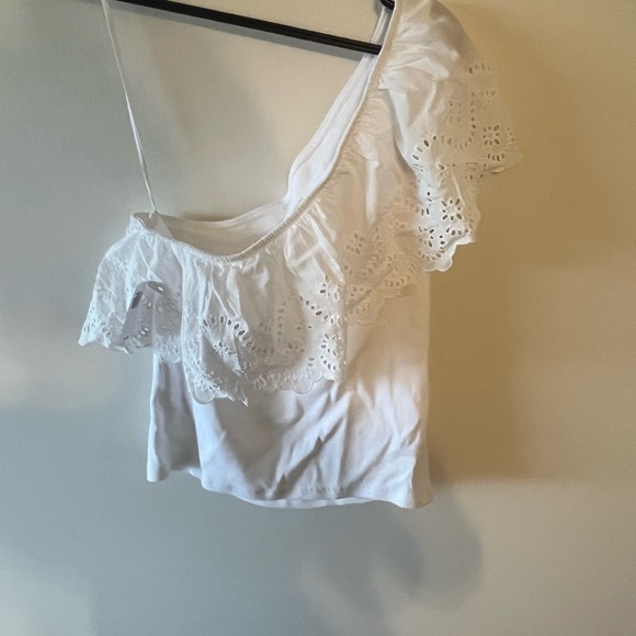 Eyelet One-Shoulder Paneled Rib-Knit Top for Women NWT Large - Picture 4 of 7